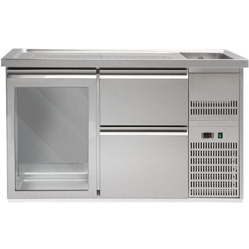 GGM Gastro Biertheke Premium PLUS - 1550x700mm - 1 Glastür & 2 Schubladen