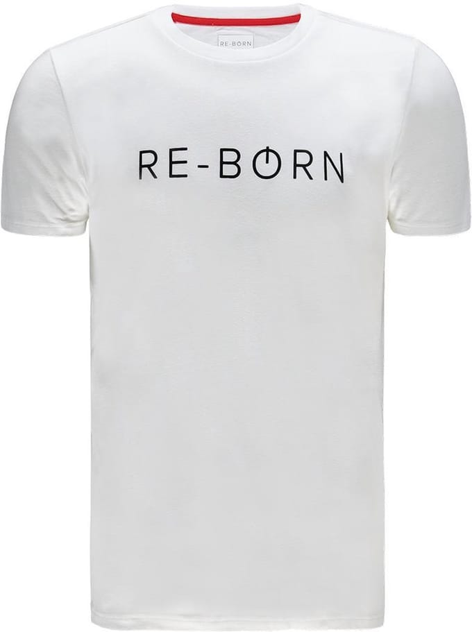 Re-Born - Sportkleding - Sport t-shirt - Logo shirt - Korte mouw t-shirt - Langer shirt - Heren - Wit - Maat L