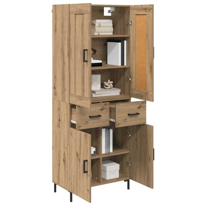 vidaXL - Highboard - 2 - st - Artisan - Eiken - 69,5 - x - 34 - x - 180 - cm - Bewerkt - hout