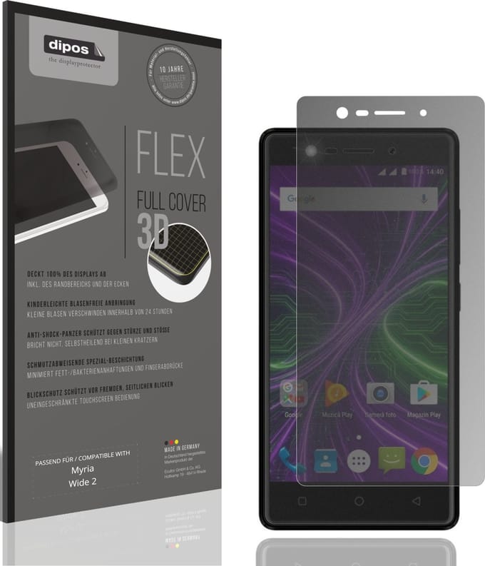 dipos FLEX – Matte Privacy Screenprotector geschikt voor Myria Wide 2 | Volledige Schermbescherming | Case-Friendly