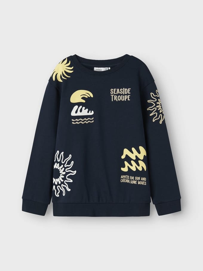 Name it zomer sweat shirt jongens - navy blauw - Nkmfesab