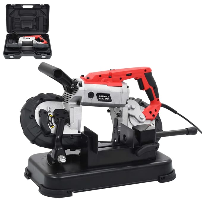 vidaXL Lintzaagmachine met basis en draagkoffer staal