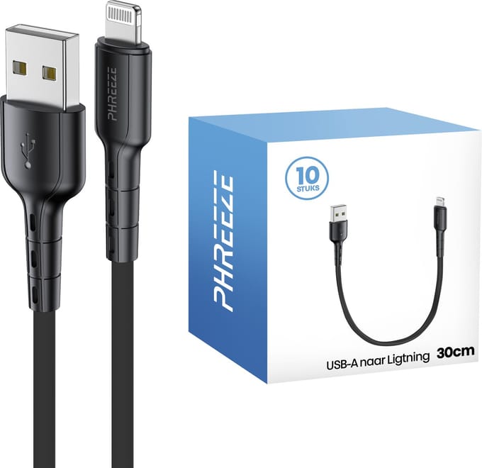 Grootverpakking geschikt voor iPhone kabel - Usb oplaadkabel - 30cm kort