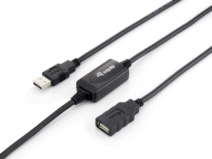 Equip Usb 2.0 Cable Extension A/A M/F 10M Black Active