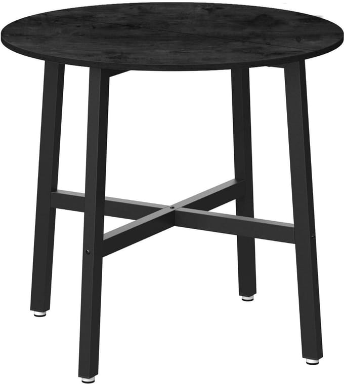 Hoppa! Ronde Eettafel / Keukentafel - Zwart - Hout / Staal - 80 x 75 cm