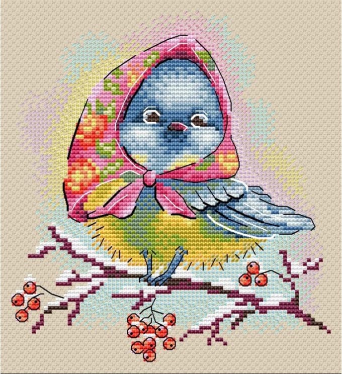 Borduurpakket Elegante Mees (Elegant Titmouse) - MP-Studia