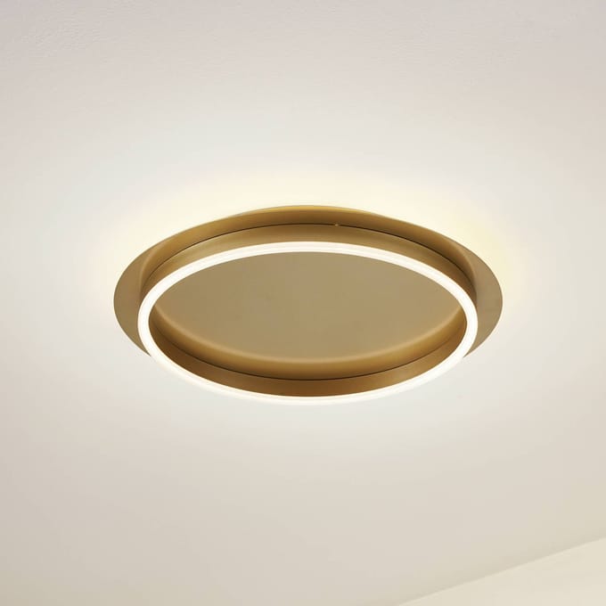 Lindby LED plafondlamp Kunis, goud, kunststof, Ø 46cm