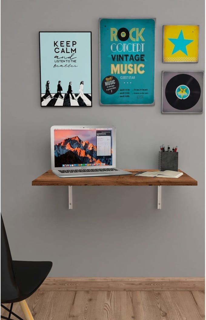 Nestly - 72x45 cm - Klaptafel - Wandtafel - Keukentafel - Balkontafel - Bureau - Mdf Okkernoot