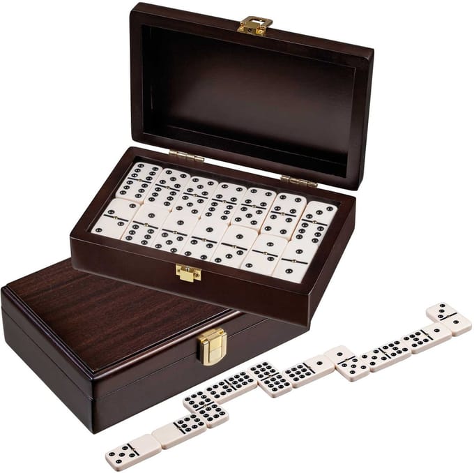 Philos Domino dubbel 9 walnoten box 20x12,5cm