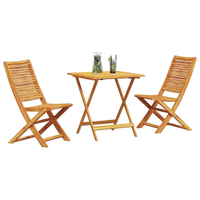 vidaXL - Opvouwbare - Bistroset - 3 - st - Bruin - Massief - Acacia - Hout
