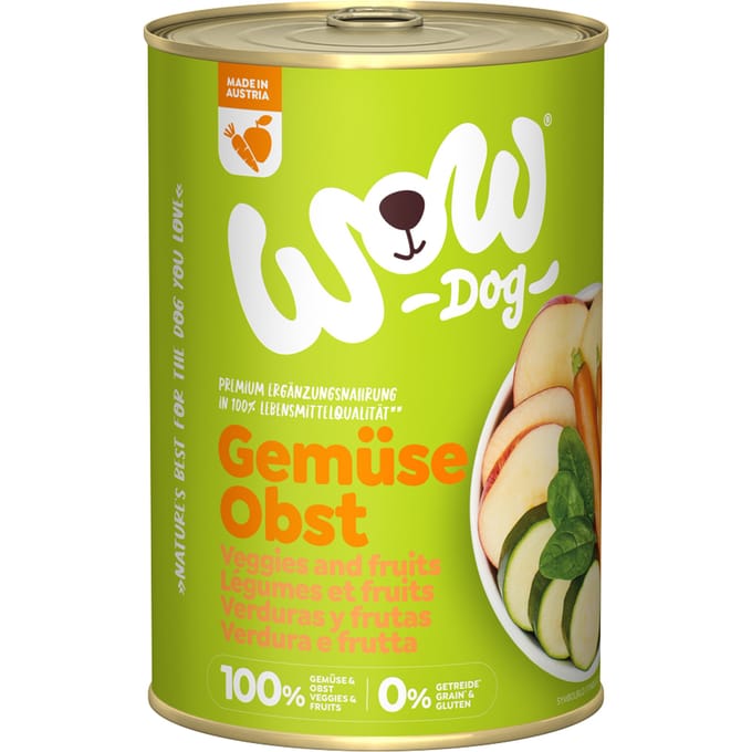 6x 400g WOW Puur 100% Groente & Fruit Hondenvoer Nat