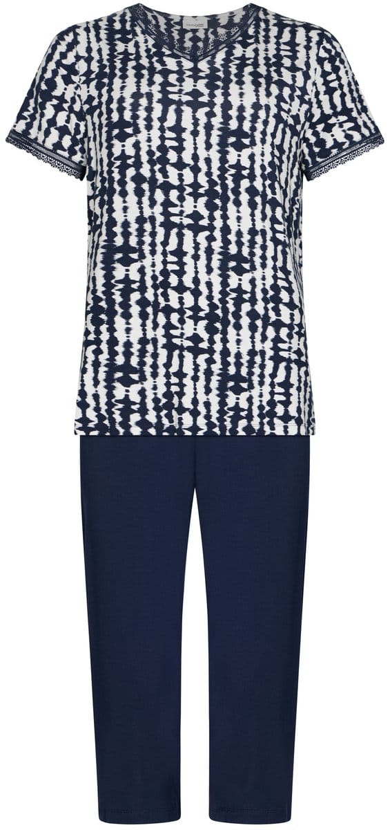 Pastunette Premium - Pyjama - Indigo Flow - Viscose - Blauw/Wit - Maat 52