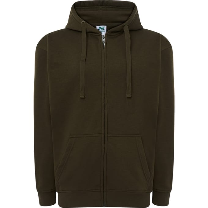 JHK Unisex effen capuchon met rits voor volwassenen (Khaki)
