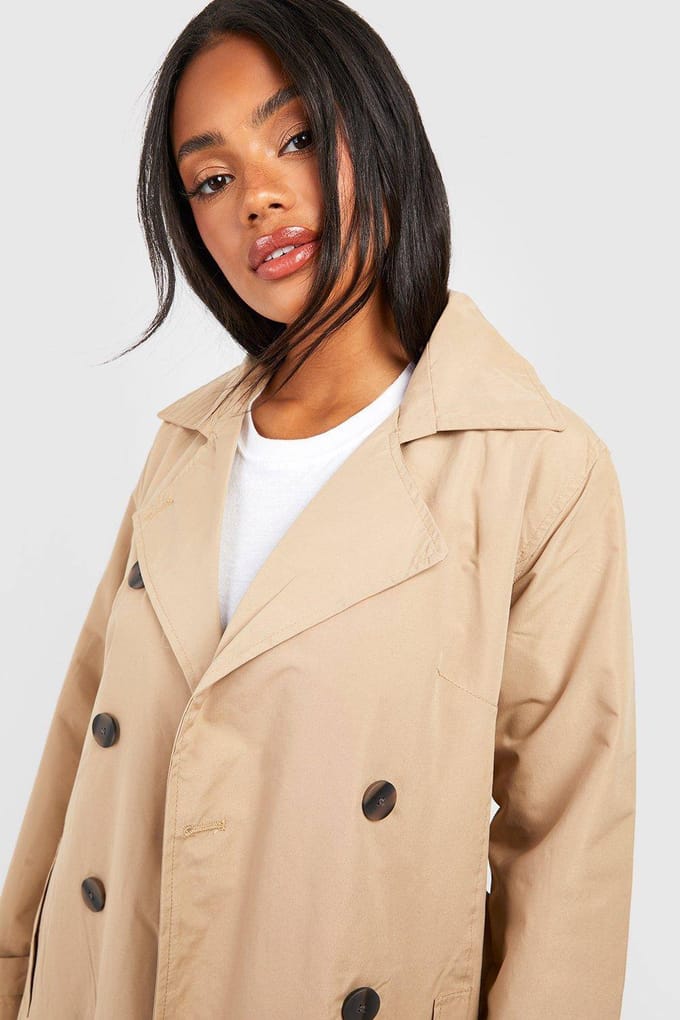 boohoo Dames Gordelde Trenchcoat | Stone | Maat: 14