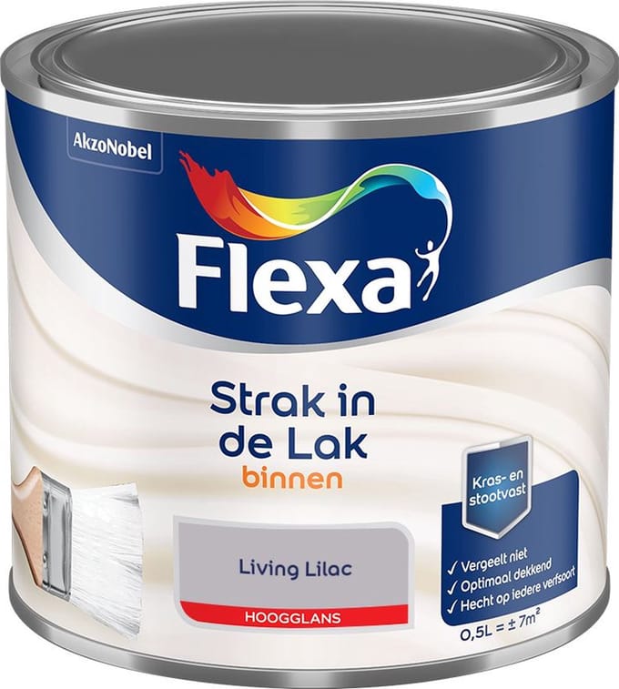 Flexa - Strak In De Lak Binnenlak Hoogglans - Living Lilac - Mengverf - 500 Ml