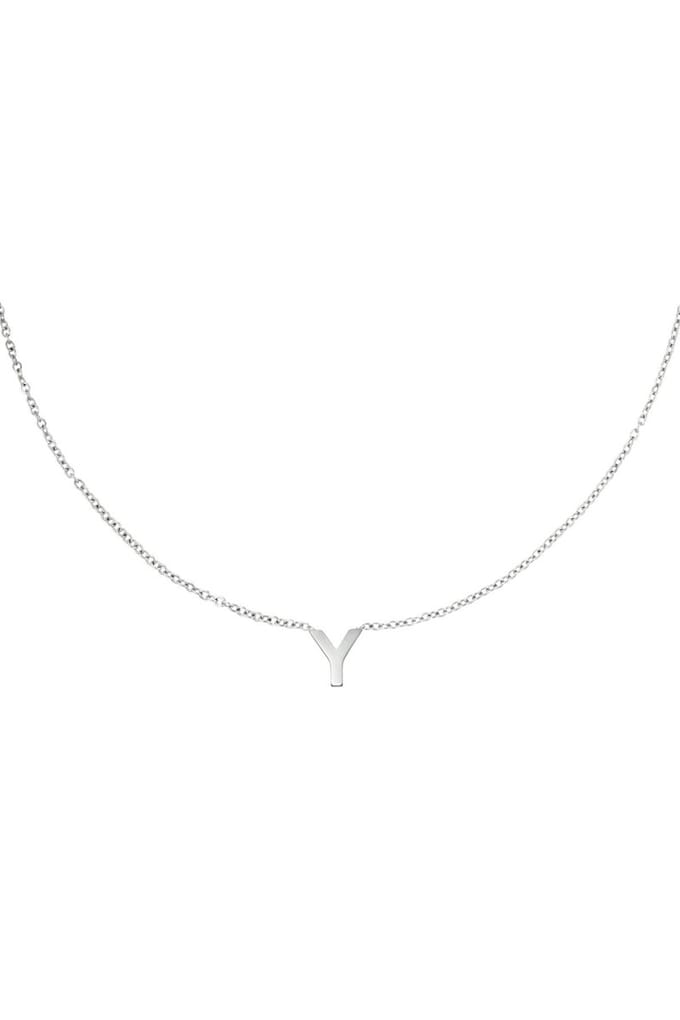 Edelstalen ketting initiaal Y Zilver Stainless Steel