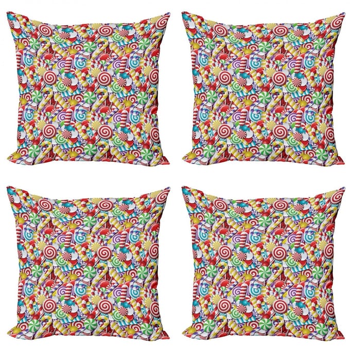 ABAKUHAUS Snoepstok-kussenhoes-set – 4x60x60 cm – Multicolor
