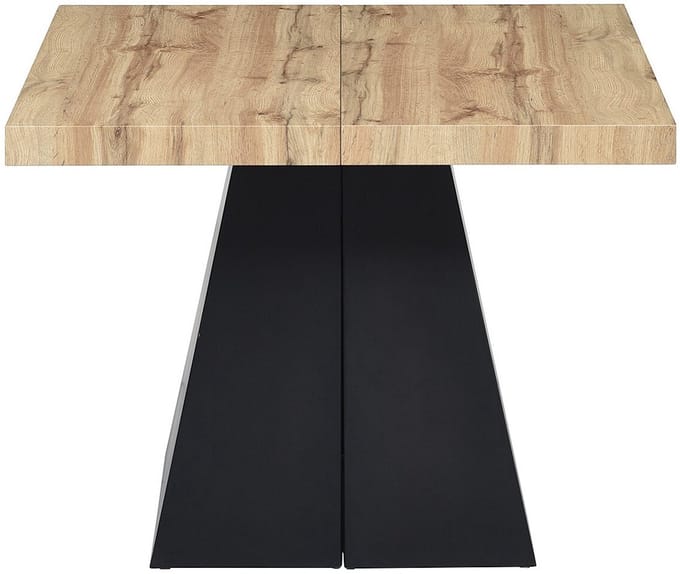 Vente-unique Uitschuifbare eettafel 4 tot 10 personen van MDF en metaal - Naturel en zwart - EMELIA