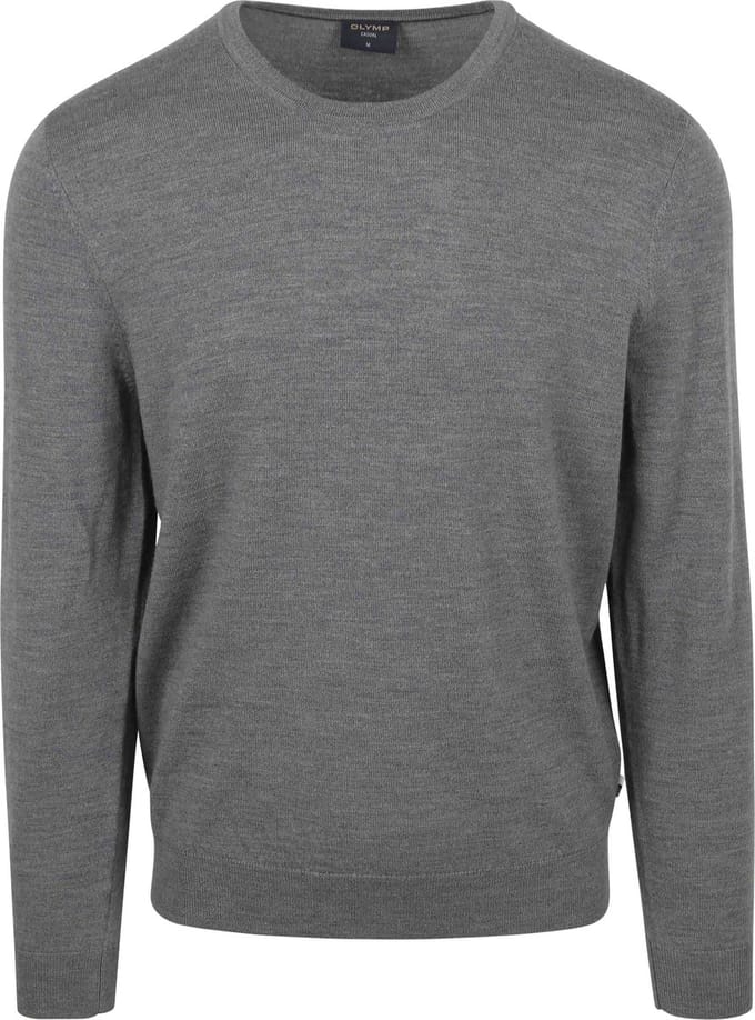 Olymp Trui O-Hals Wol Grijs - Maat S - Heren - Pullovers
