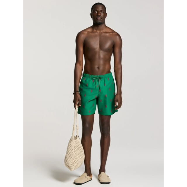 Shiwi Heren Zwemshort MIKE 7" Kreeft Print Groen/Rood - Maat M