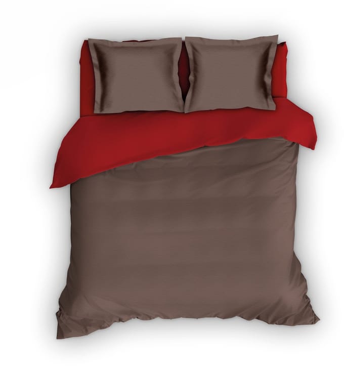Flanellen Dekbedovertrek Comtesse Bruin/Rood-240 x 200/220 cm