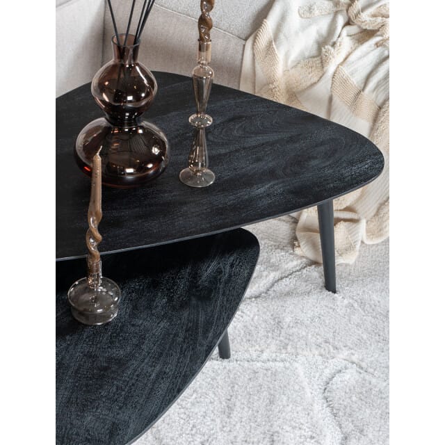 Salontafel Jamal - Zwart Mangohout - Set van 2