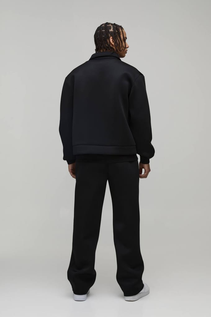 Regular Fit Scuba Harrington Jacket & Trouser Set | Black | Size Medium