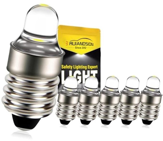 6 Stuks E10 LED Lamp 3V 6000K Wit voor Zaklamp en Koplamp
