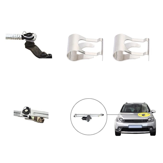 Paire de tiges de liaison de moteur d'essuie-glace, Kit de clips de réparation de mécanisme de liaison de bras white