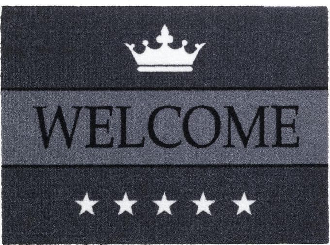 Schoonloopmat Walk&Wash Welcome sterren antraciet 67x80 cm