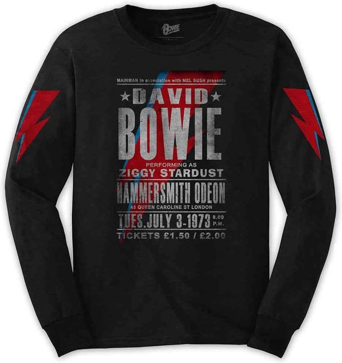 David Bowie Longsleeve shirt -S- Hammersmith Odeon Zwart