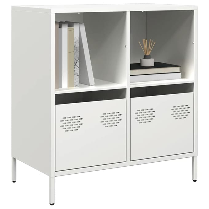 vidaXL - Dressoir - 68x39x73,5 - cm - koudgewalst - staal - wit