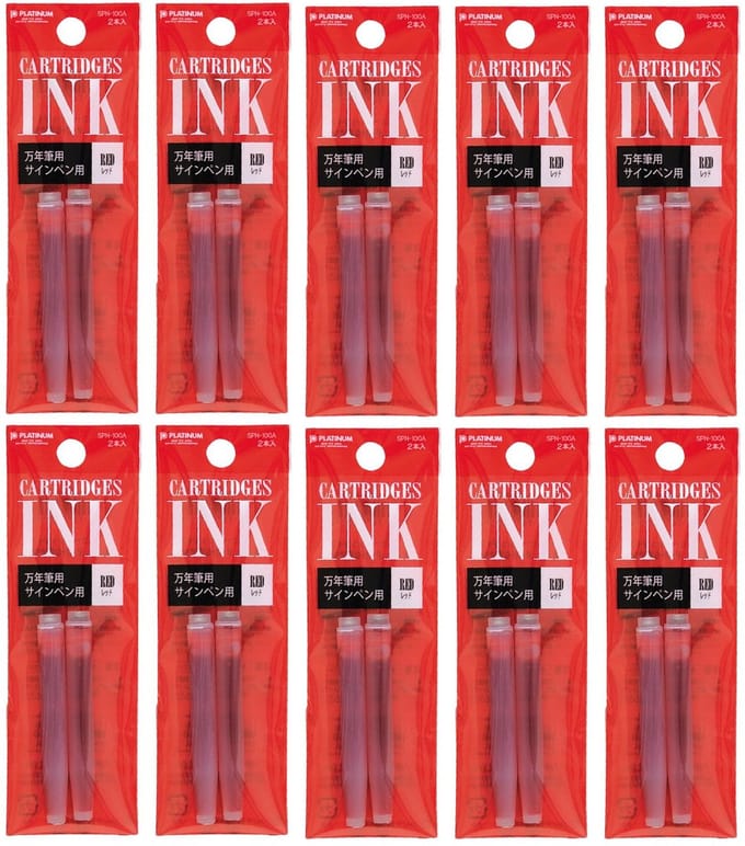Platinum - Vulpeninkt - 10 zakjes van 2 patronen - Rood