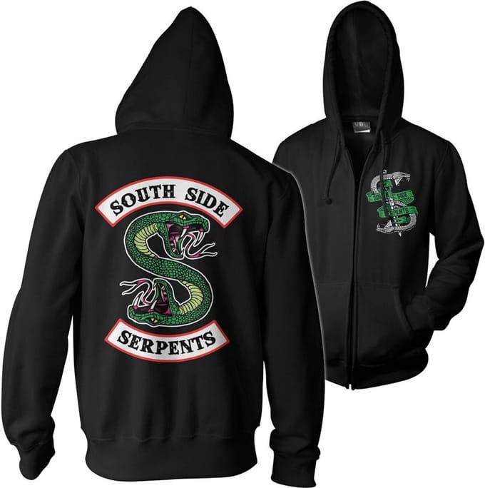 Riverdale South Side Serpents hoodie met rits, zwart