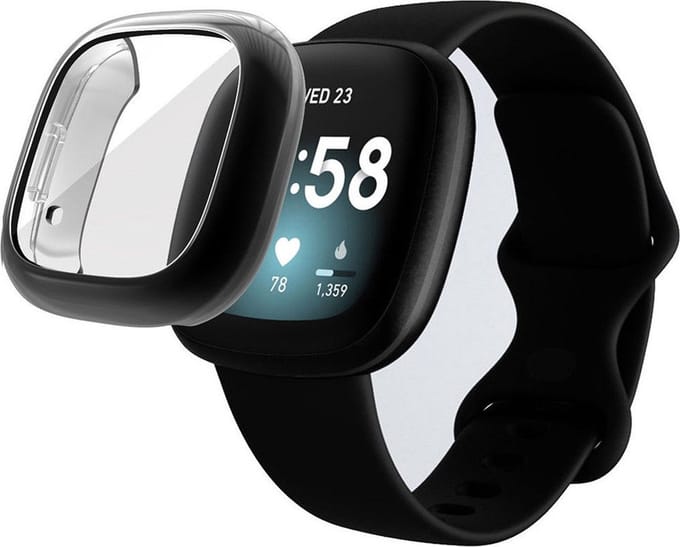 Fitbit Versa 3 / Sense Hoesje - Full Protect Flexibel TPU - Zwart
