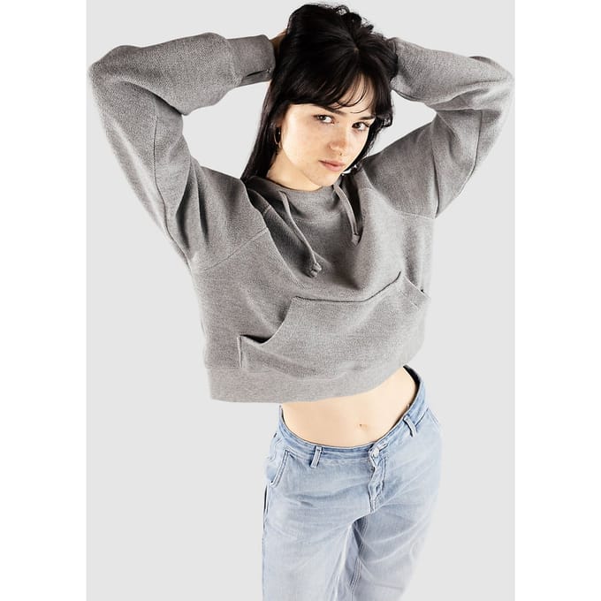 Ninth Hall Boxy Crop Reverse Terry Hoodie grijs