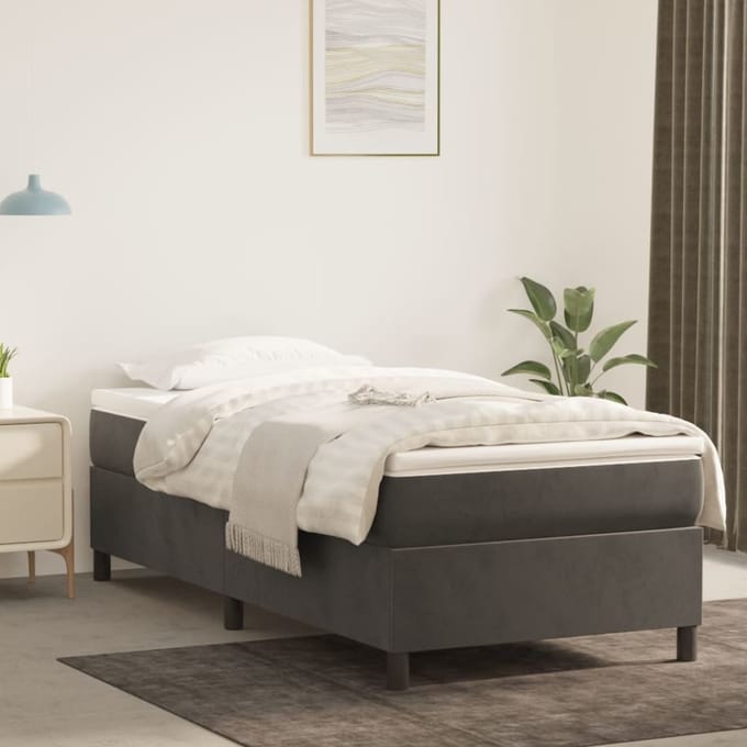 vidaXL - Boxspring - bed - 90x190 - cm - fluweel - donkergrijs
