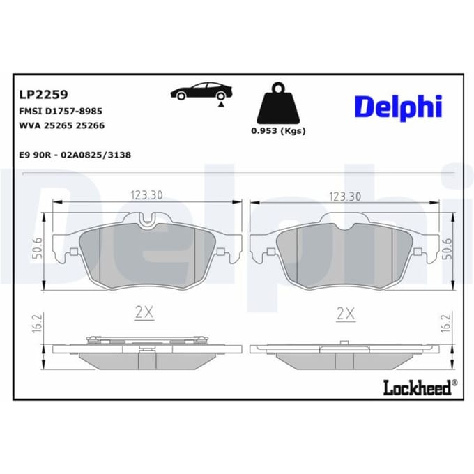 Remblokkenset, schijfrem DELPHI LP2259