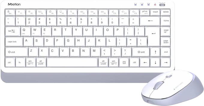 Meetion Mini 5000 - Draadloze Toetsenbord en Muis Set - Bluetooth & 2.4G - Compact Design - Stille Toetsen - Instelbare DPI - Wit