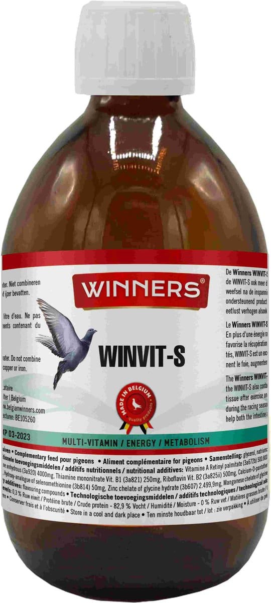 Belgian Winners Winvit-S 450ml - supplement voor duiven - multi vitamine complex, energie, metabolisme