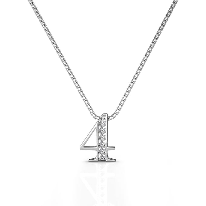 Nummer 4 hangers - Zilver en kristal