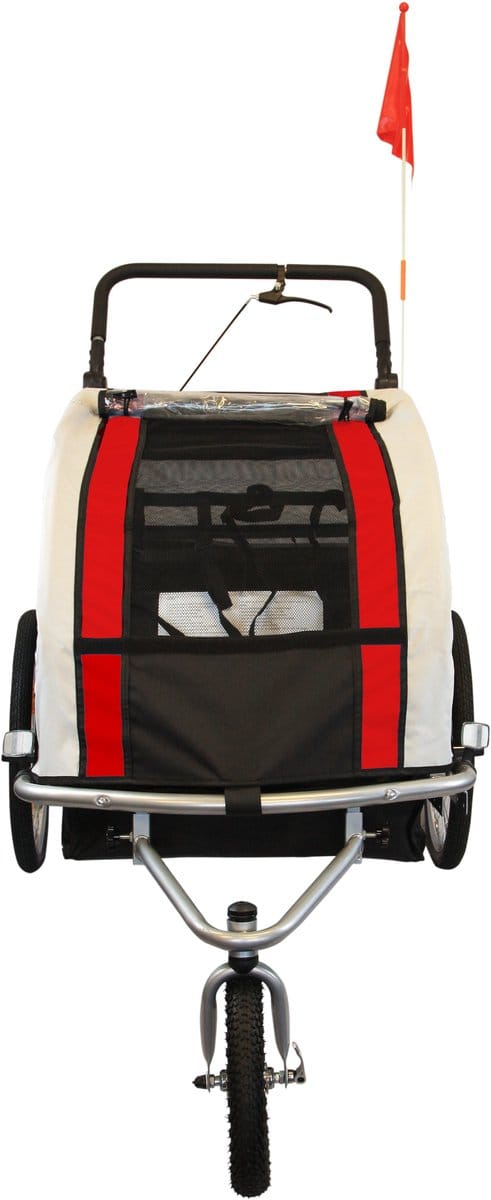 Fietskar voor kinderen met buggyfunctie, schokbrekers en LED-verlichting - Rood