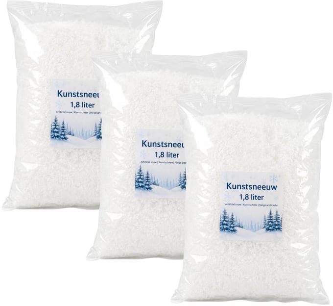 Bellatio Design Kunstsneeuw - 3x - 1.8 liter - wit - in zak - nepsneeuw