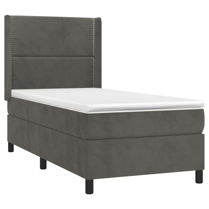 vidaXL - Boxspring - met - matras - fluweel - donkergrijs - 100x200 - cm