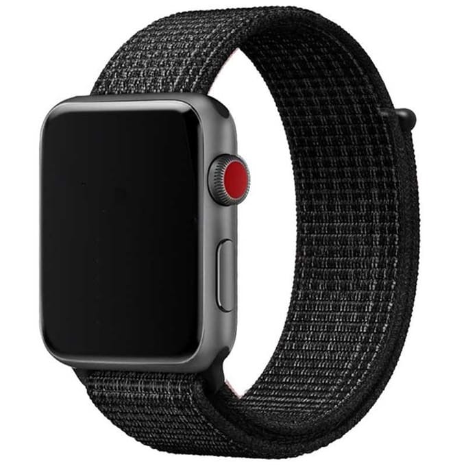 2+1 | Apple Watch Bandje Osvo - Geweven - Nylon - Reflector Zwart