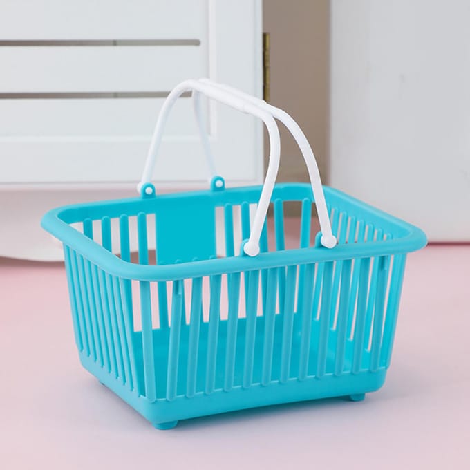 Mini Opbergmand Multifunctionele Compacte Plastic Organizer Mand met Handvat voor Bureau Meerblauw