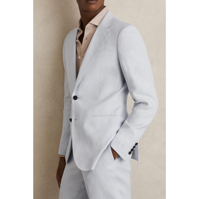 Reiss Sb 2b Notch Linen Blazer Soft Blue Größe: 42 | Blazer Outlet | Herren | Weiß