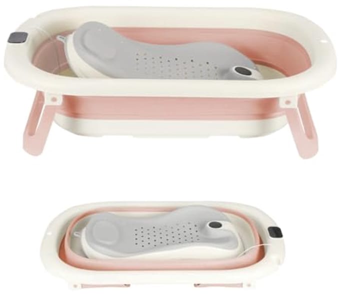 Opvouwbaar Babybad met Thermometer en Badkussen - Compact en Draagbaar