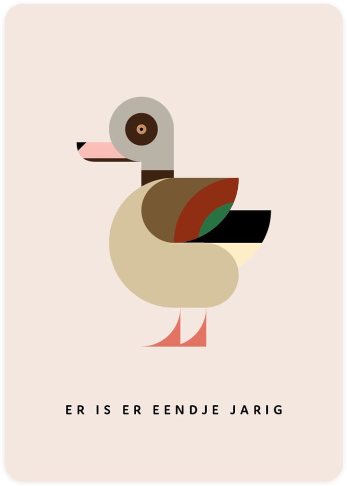 Eendje Wenskaarten - Set van 4 verjaardagskaarten - Er is er eendje jarig - Nijlgans