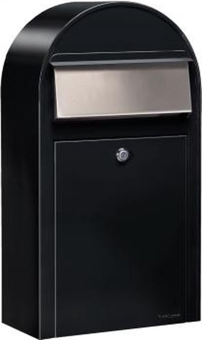Brievenbus Bobi Grande S (Slim) Zwart Structuur / RVS Klep